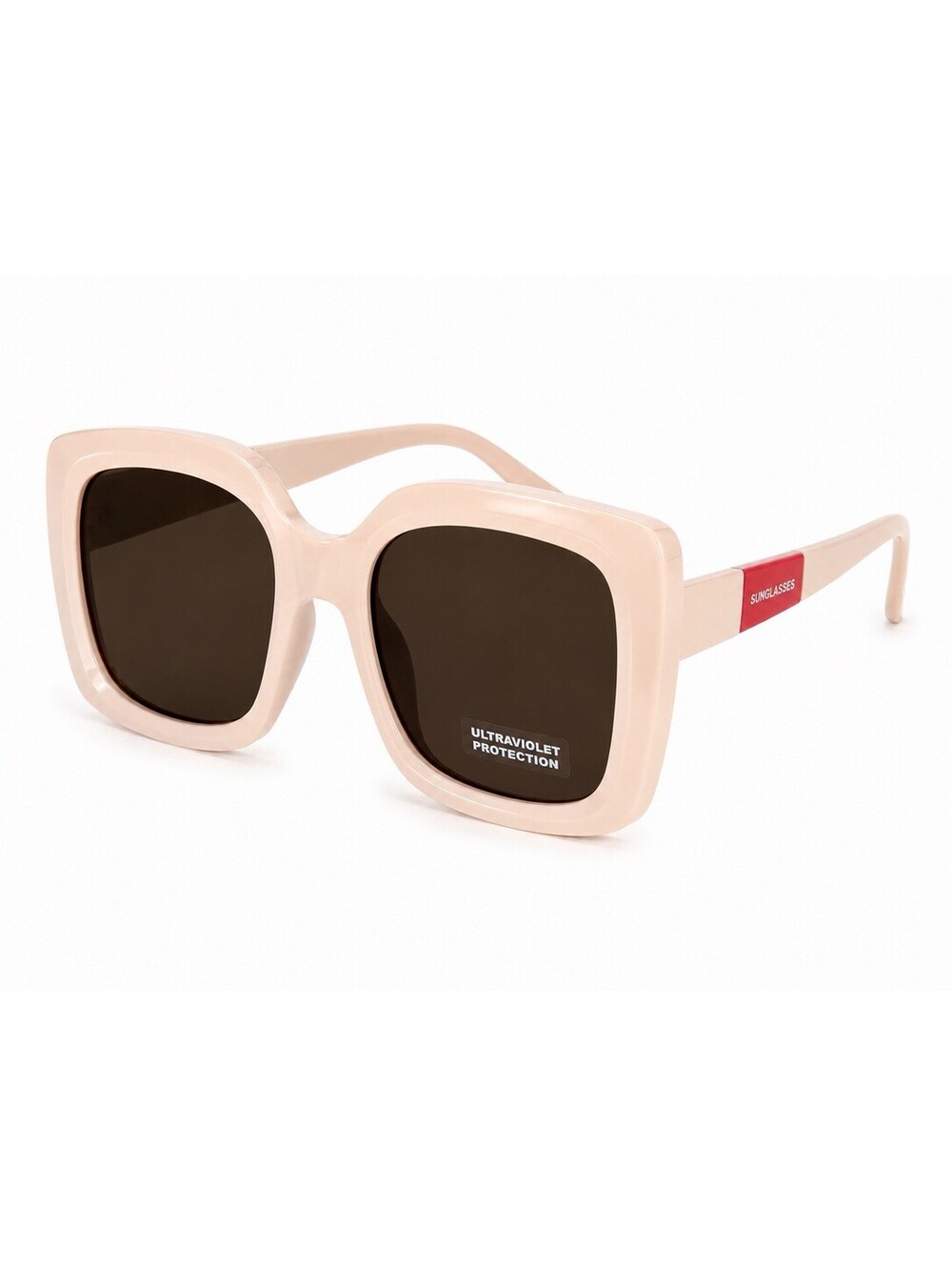 Oversized Square Beige Sunglasses Women Fashion Statement Shades Brown Lens NWT